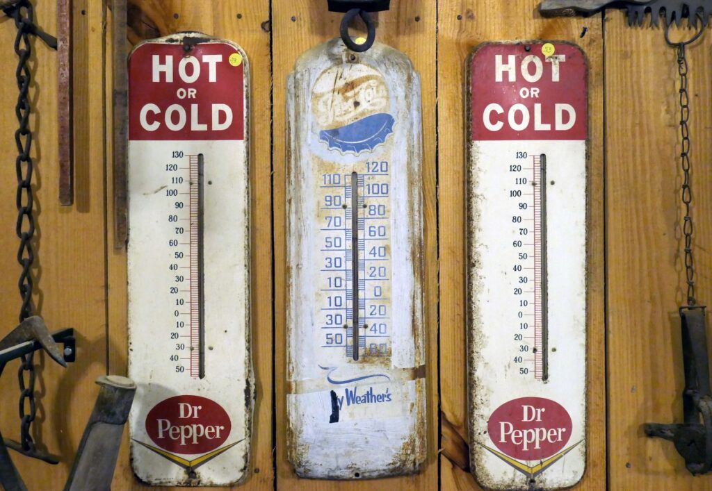 3 vintage thermometers - showing temperature for cold therapy